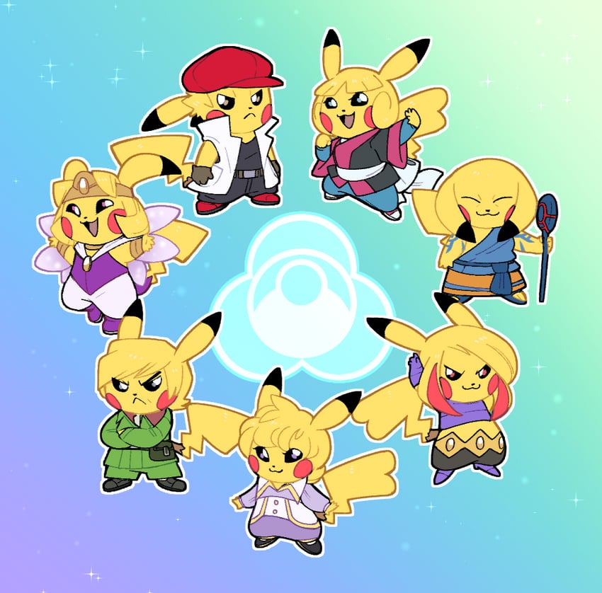 pikachu, anabel, lucy, greta, brandon, and 3 more (pokemon and 2 more) drawn by vergolophus