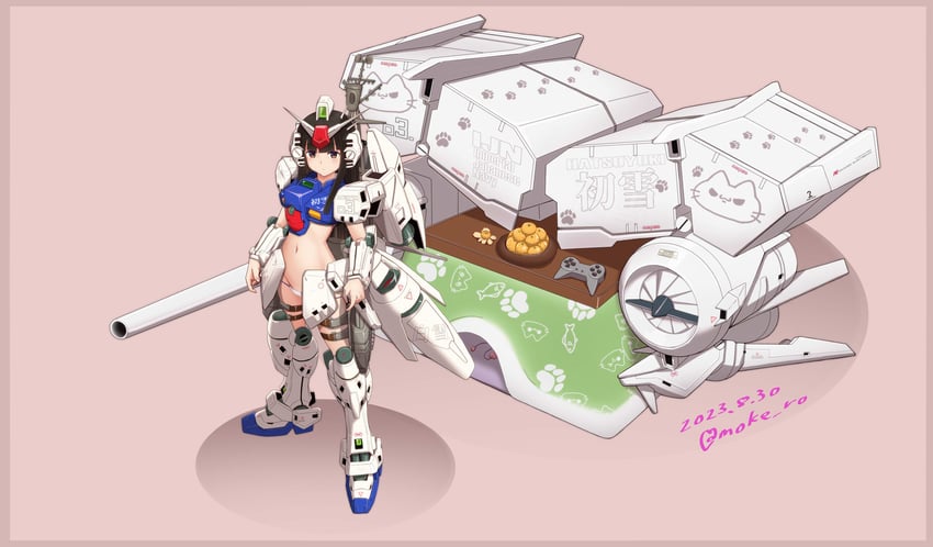 hatsuyuki and gundam gp-03 stamen (kantai collection and 2 more) drawn by moke_ro