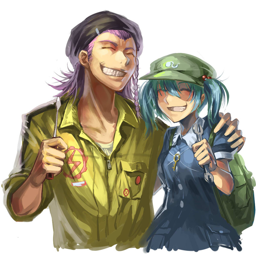 kawashiro nitori and soda kazuichi (touhou and 2 more) drawn by ruukii_drift