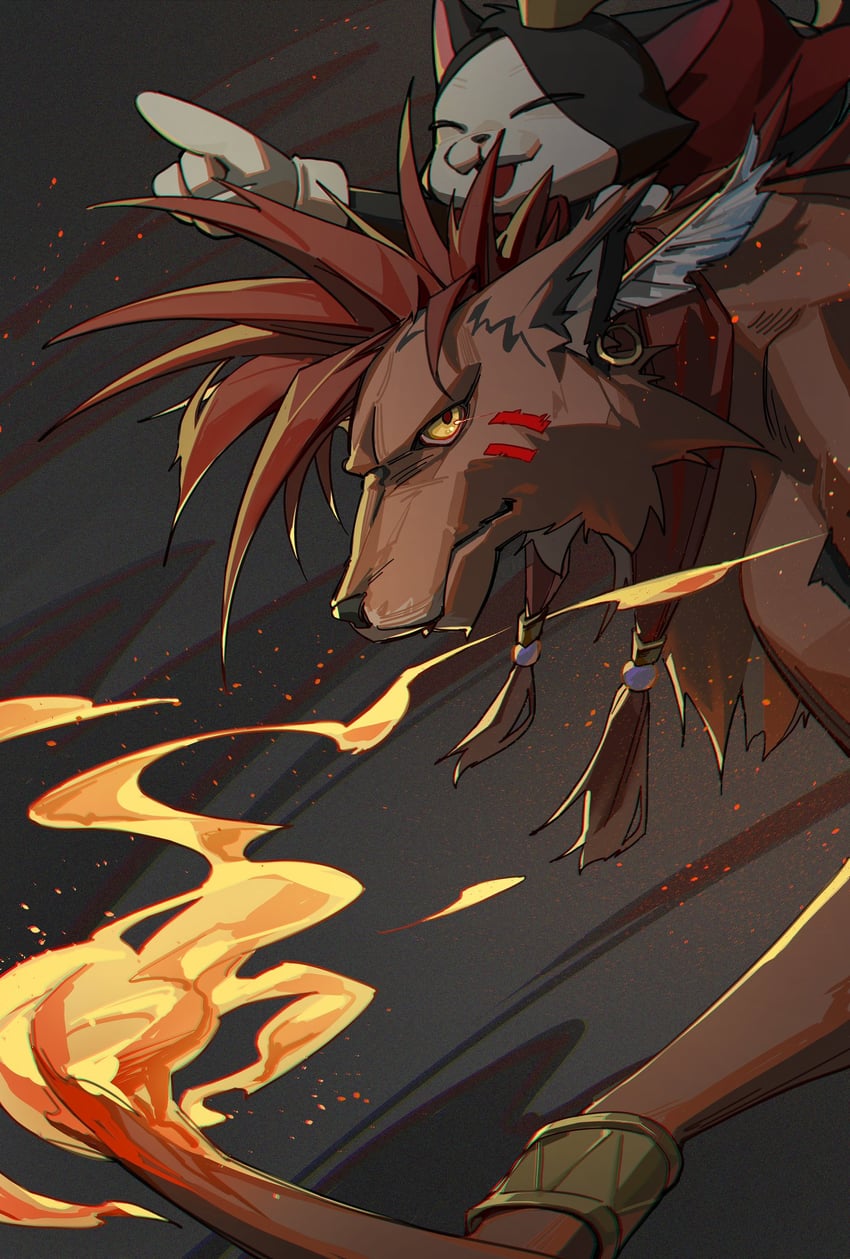 red xiii and cait sith (final fantasy and 2 more) drawn by crow0cc
