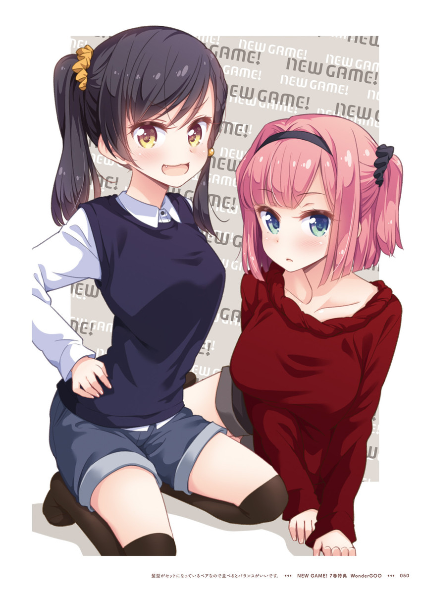 mochizuki momiji and narumi tsubame (new game!) drawn by tokunou_shoutarou