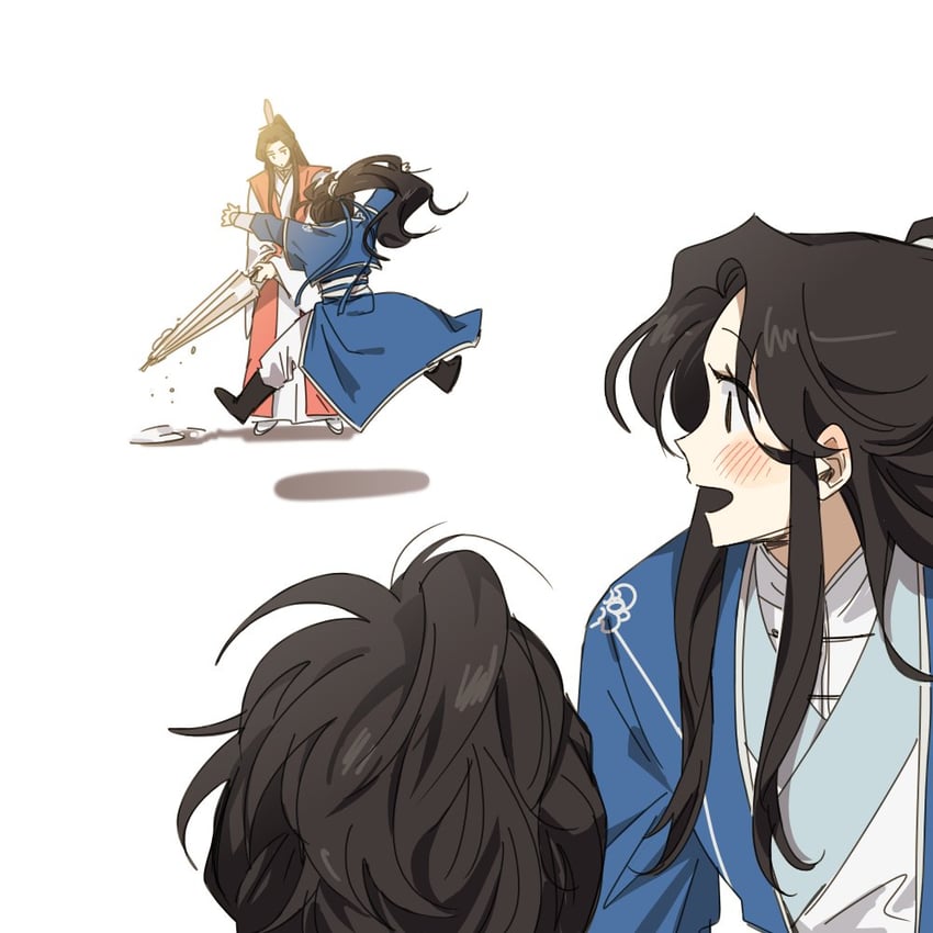 chu wanning, mo ran, xue meng, and shi mei (erha he ta de bai mao shizun) drawn by bujang