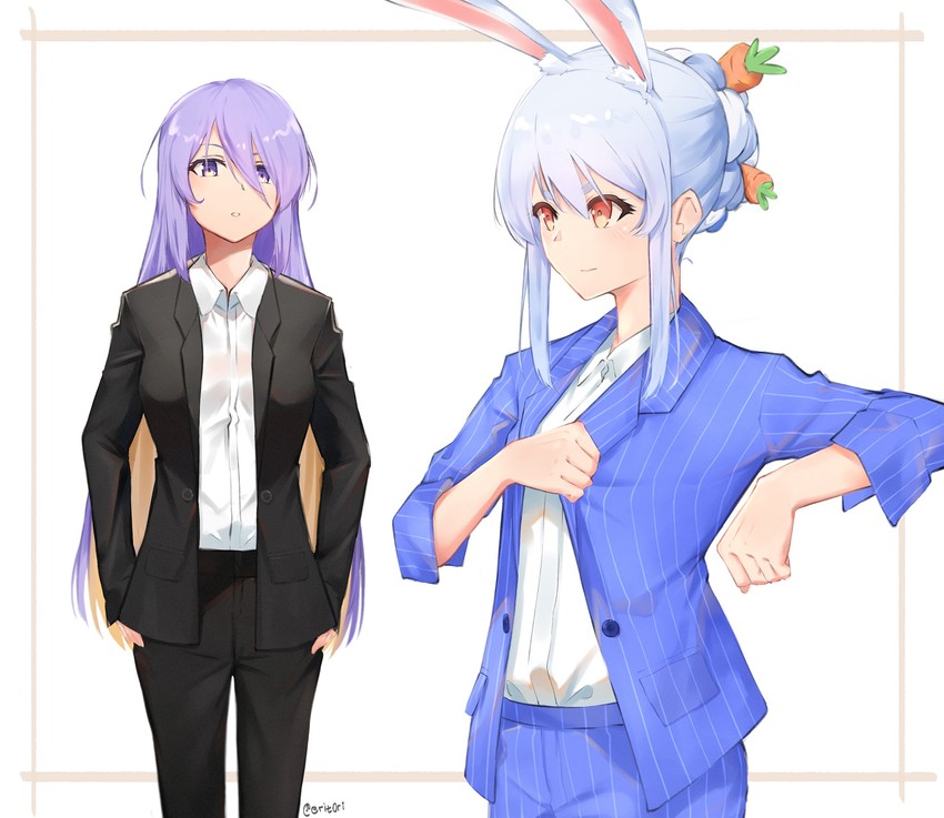 usada pekora and moona hoshinova (hololive and 1 more) drawn by erit0ri