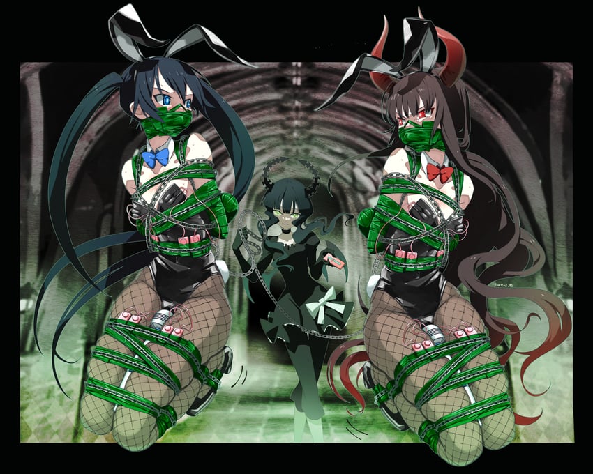 black rock shooter, dead master, and black gold saw (black rock shooter) drawn by eudetenis