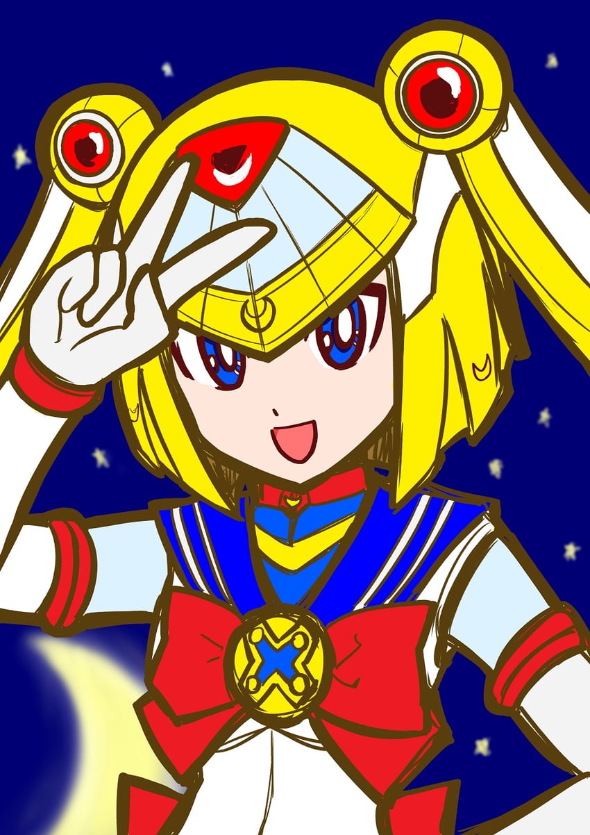 sailor moon and fairy leviathan (mega man and 2 more) drawn by aoihito72