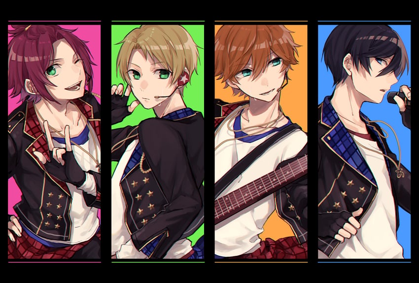 isara mao, akehoshi subaru, yuuki makoto, and hidaka hokuto (ensemble stars!) drawn by y0e0k