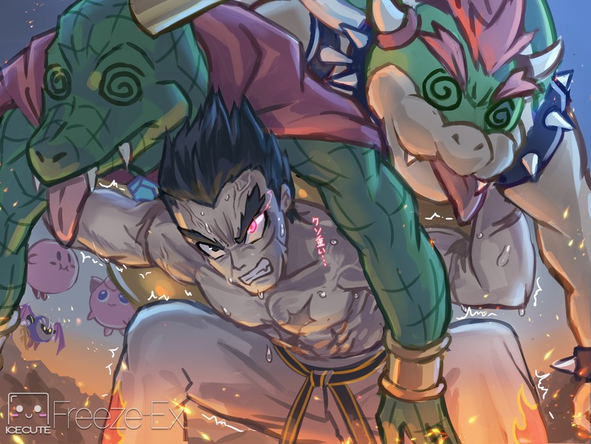 kirby, jigglypuff, bowser, meta knight, mishima kazuya, and 1 more (pokemon and 6 more) drawn by freeze-ex