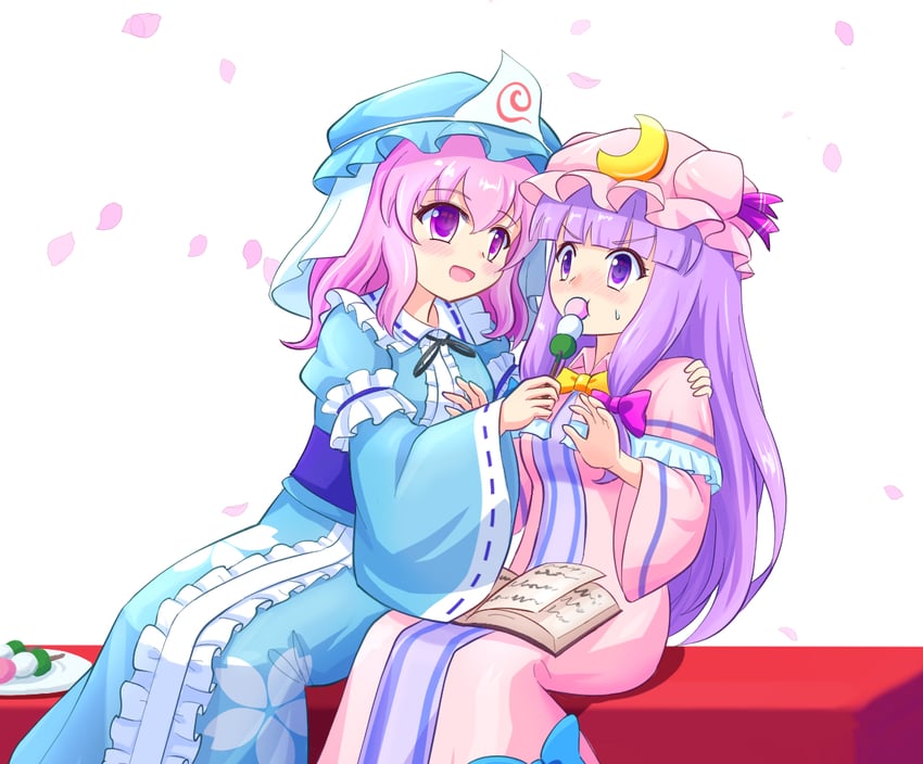patchouli knowledge and saigyouji yuyuko (touhou) drawn by yoruniwa