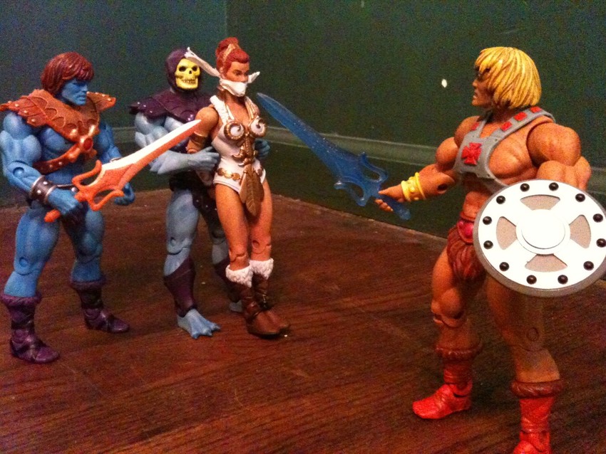 he-man, skeletor, teela, and faker (masters of the universe)