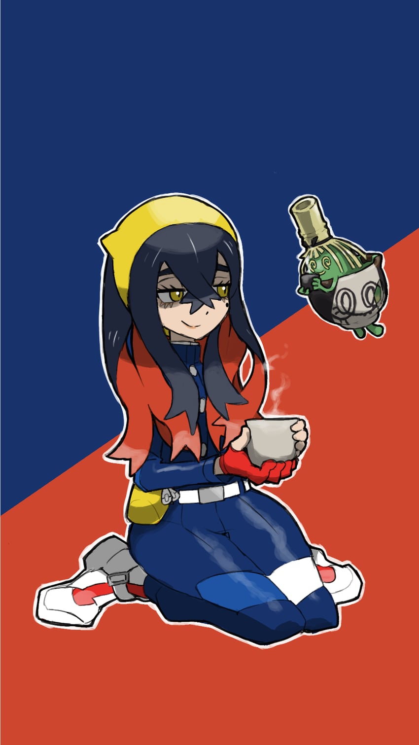 carmine and sinistcha (pokemon and 1 more) drawn by blacknirrow