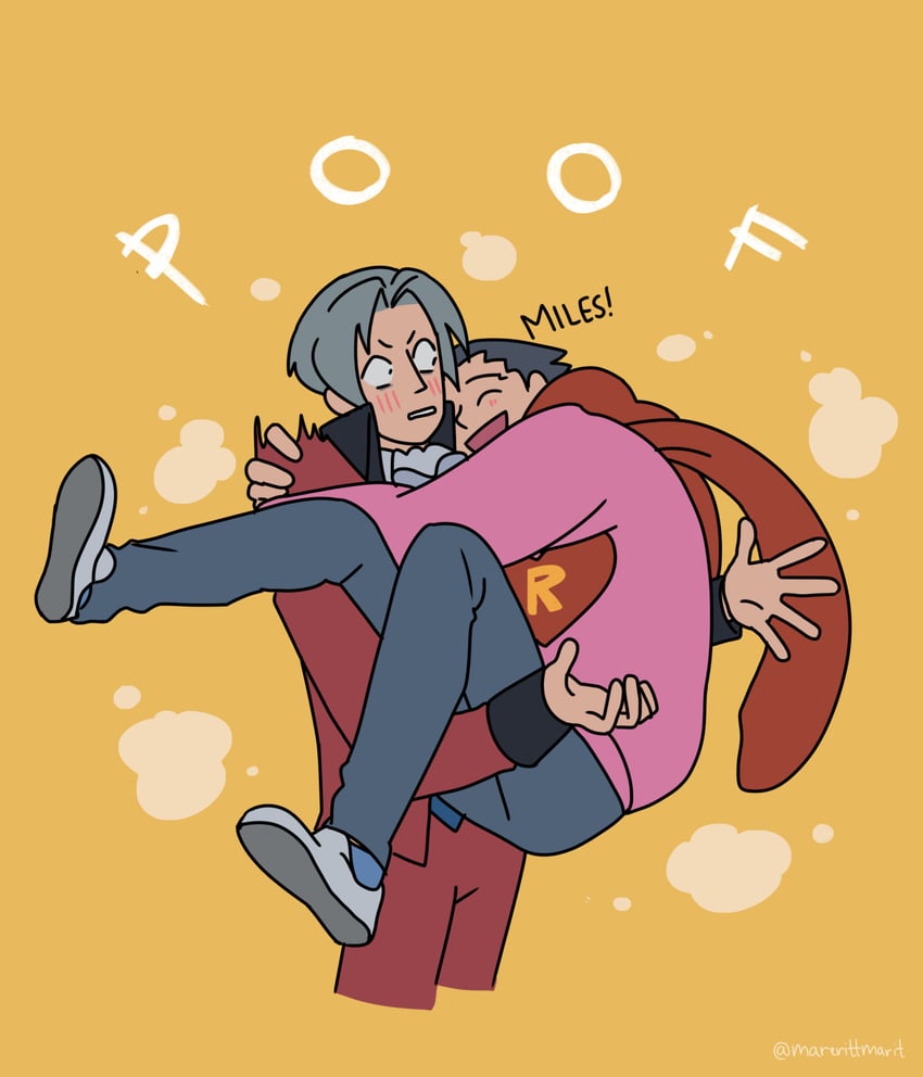 phoenix wright and miles edgeworth (ace attorney and 1 more) drawn by marit_riis_haugen