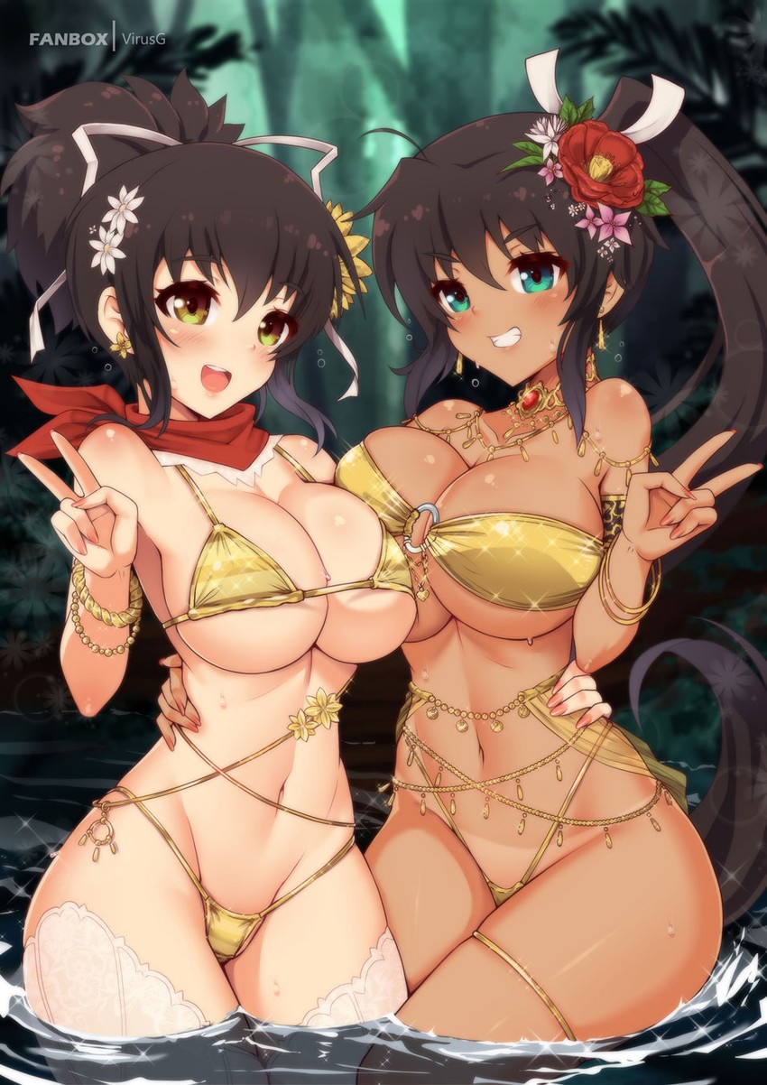 asuka and homura (senran kagura) drawn by virus-g
