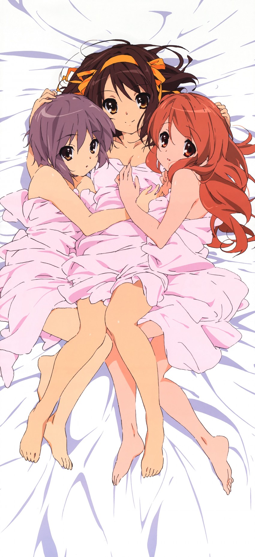 suzumiya haruhi, nagato yuki, and asahina mikuru (suzumiya haruhi no yuuutsu and 1 more) drawn by nishiya_futoshi