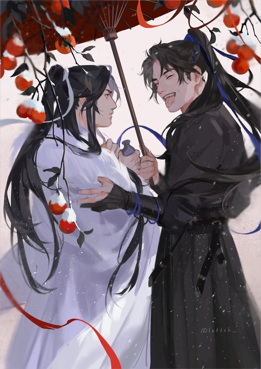 chu wanning and mo ran (erha he ta de bai mao shizun) drawn by lettch