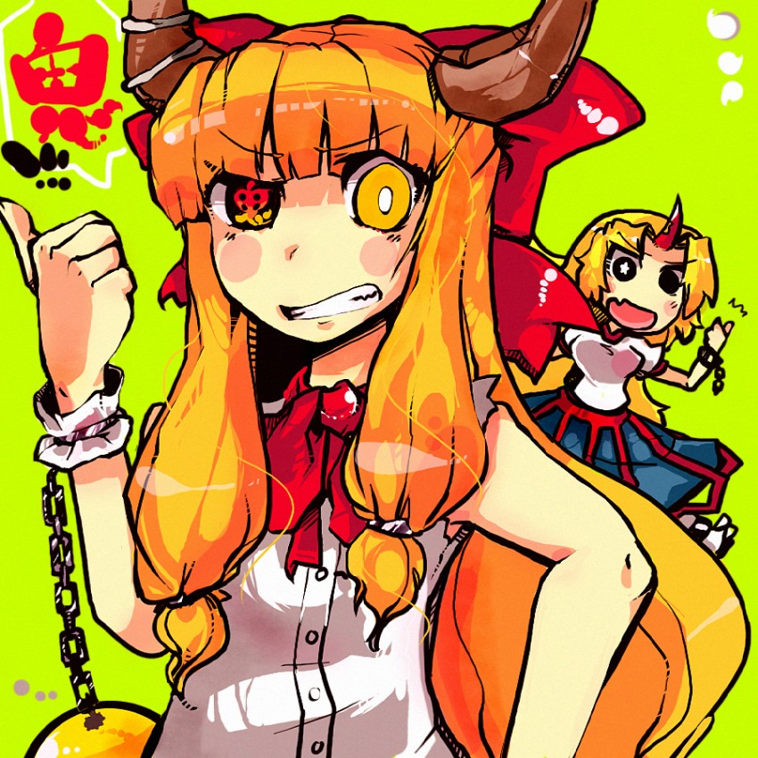 ibuki suika and hoshiguma yuugi (touhou) drawn by terada_tera