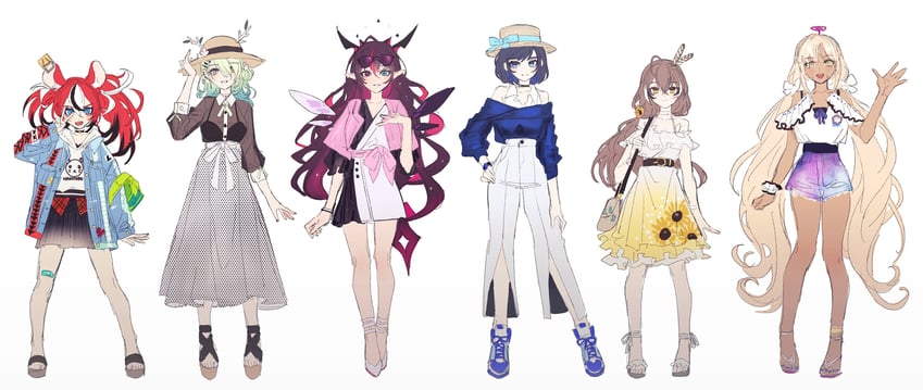 ouro kronii, nanashi mumei, hakos baelz, ceres fauna, irys, and 2 more (hololive and 1 more) drawn by quasarcake