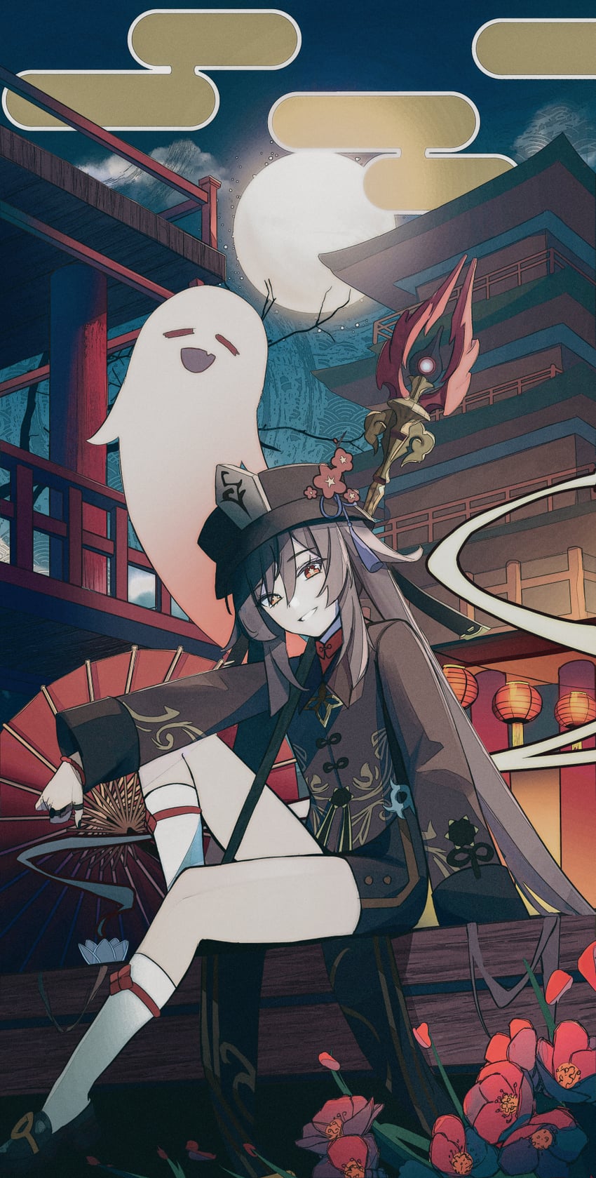 hu tao and boo tao (genshin impact) drawn by essukaa_(e-su)