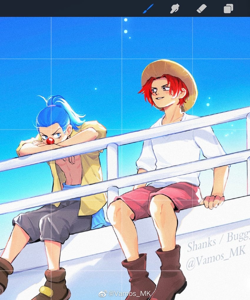 shanks and buggy the clown (one piece) drawn by vamos_mk