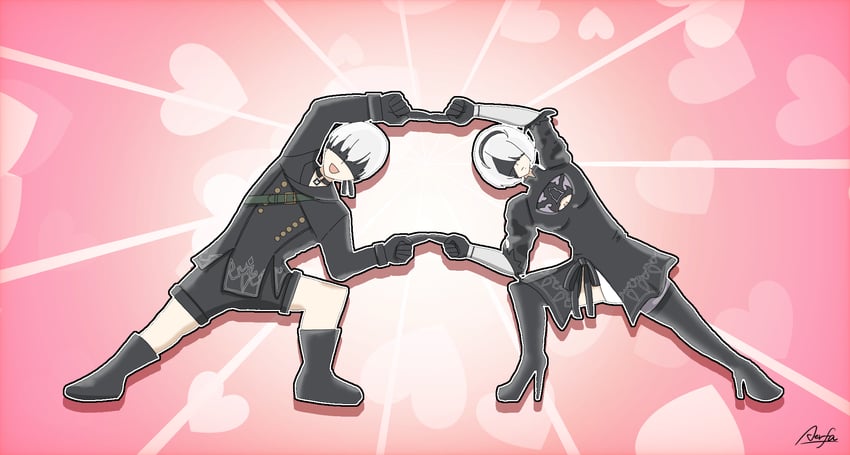 2b and 9s (nier and 1 more) drawn by timama_timama