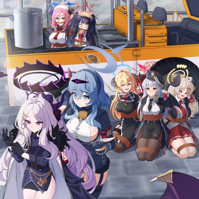 hina, ako, haruna, fuuka, junko, and 3 more (blue archive) drawn by yami071
