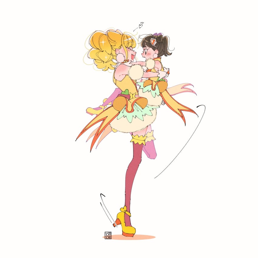hiramitsu hinata and cure sparkle (precure and 1 more) drawn by aoi_tete