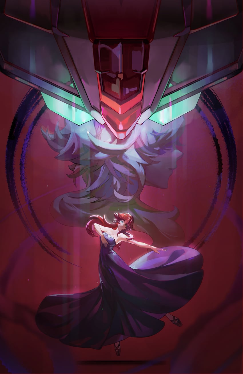 suletta mercury and gundam aerial (gundam and 1 more) drawn by dotori_(seulseul)