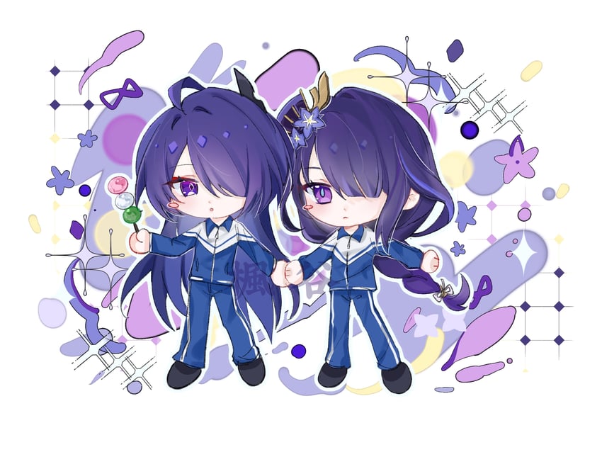 raiden shogun, acheron, and sawashiro miyuki (genshin impact and 2 more) drawn by feng_xie_zhi_qiu
