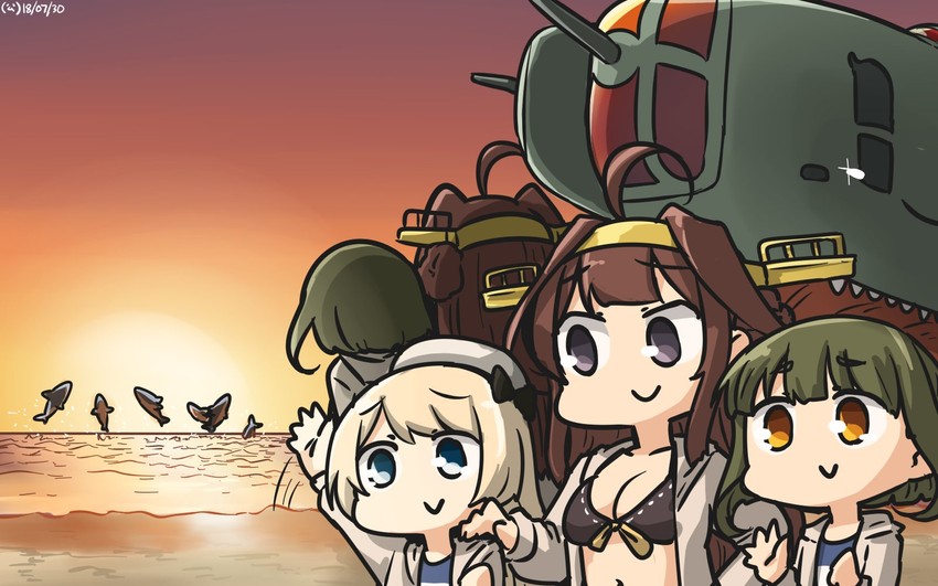 kongou, jervis, takanami, and nishikitaitei-chan (kantai collection) drawn by hamu_koutarou