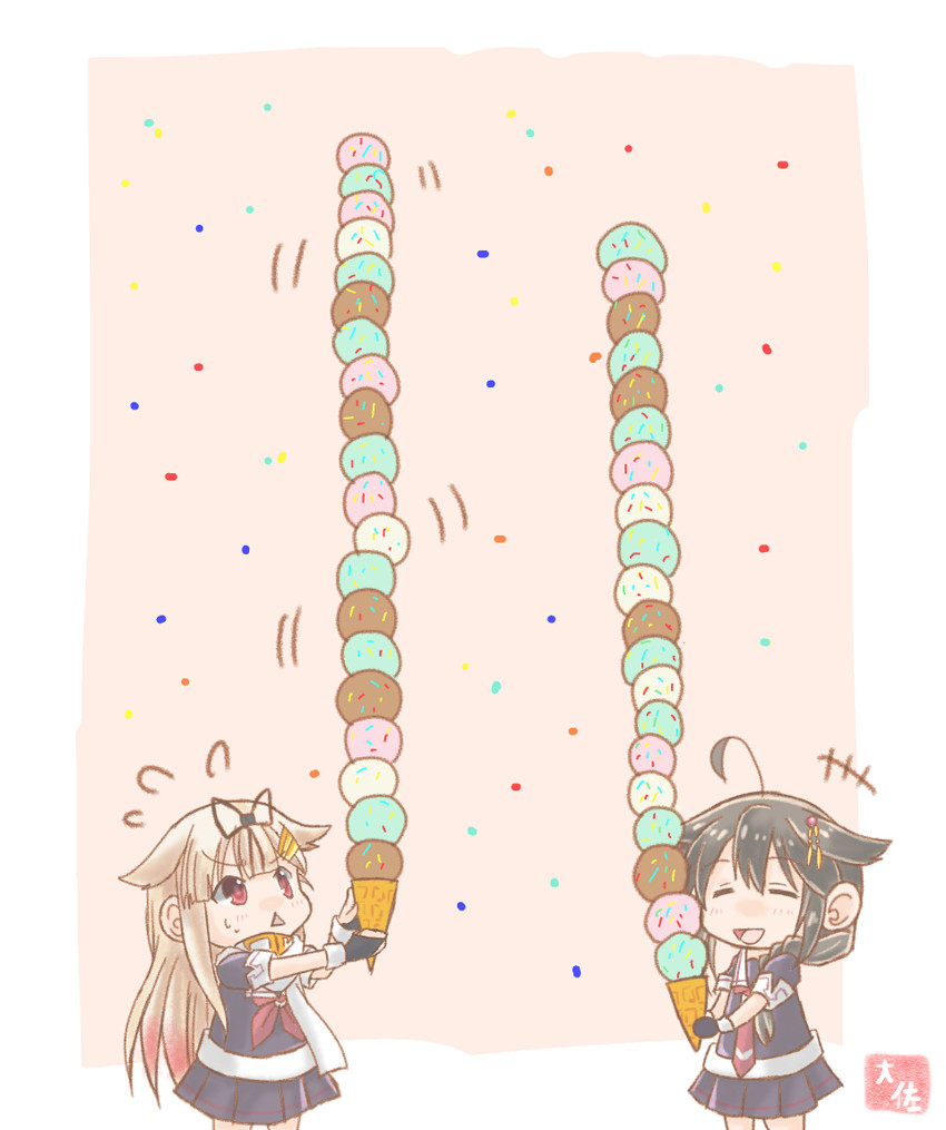 shigure, yuudachi, shigure kai ni, and yuudachi kai ni (kantai collection) drawn by taisa_(kari)