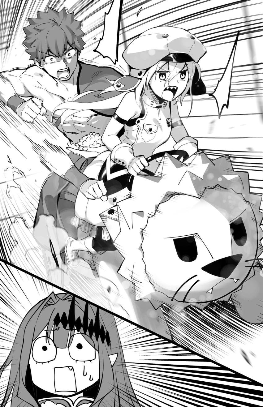 artoria pendragon, emiya shirou, baobhan sith, artoria caster, and senji muramasa (fate and 2 more) drawn by hirunagi