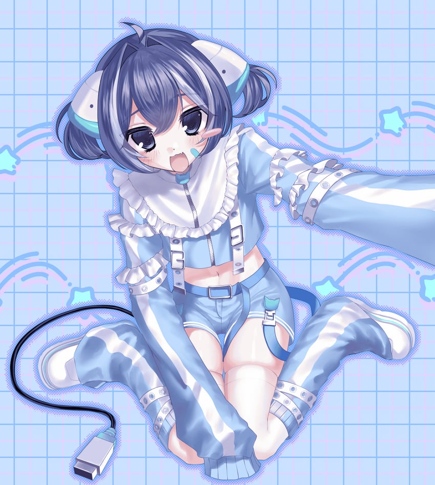 nyaonix (indie virtual youtuber and 2 more) drawn by pome_8