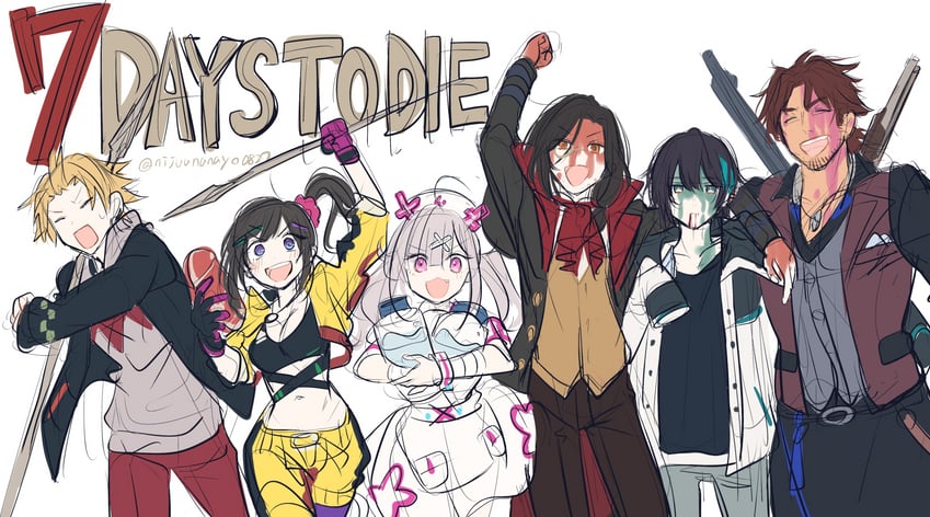 sukoya kana, belmond banderas, mayuzumi kai, shellin burgundy, kanda shouichi, and 1 more (nijisanji and 1 more) drawn by ninahachi