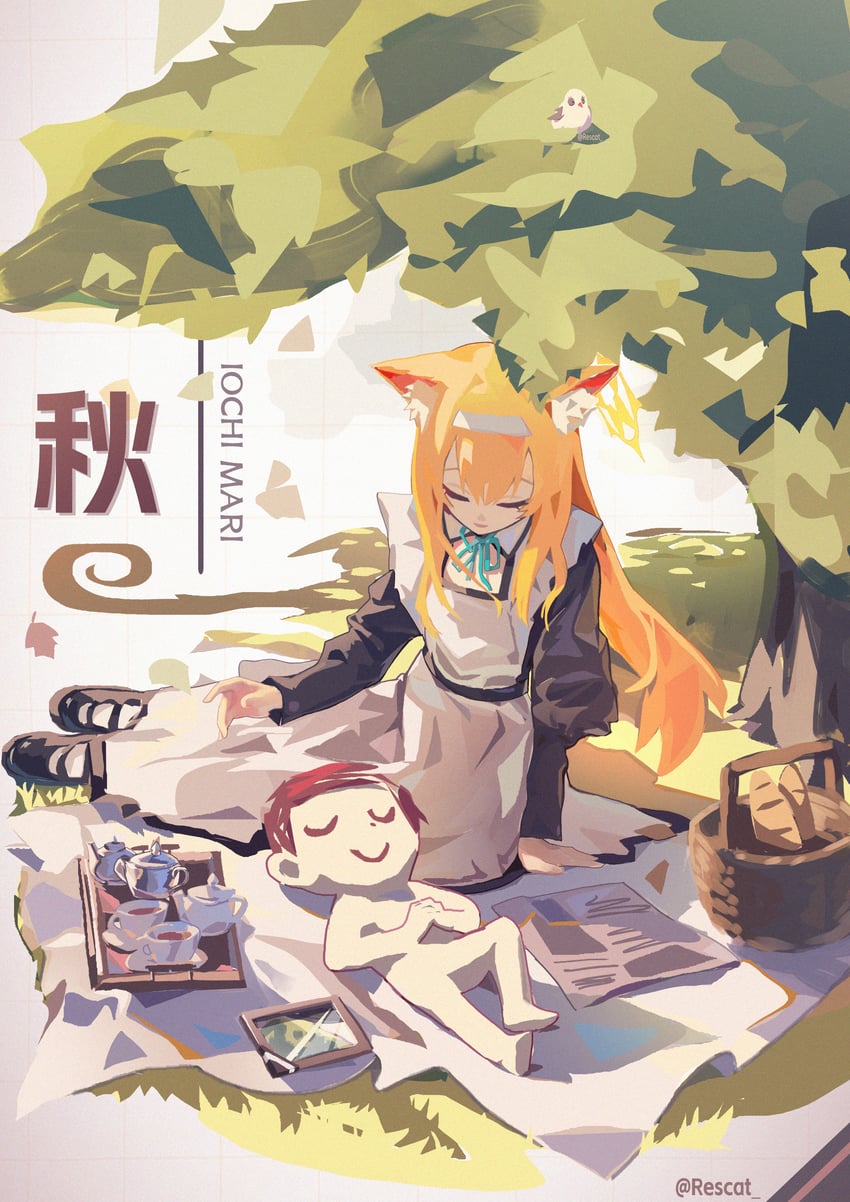 sensei, doodle sensei, and mari (blue archive) drawn by rescat