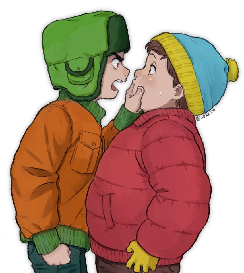 kyle broflovski and eric cartman (south park) drawn by kumao_(uexxww)