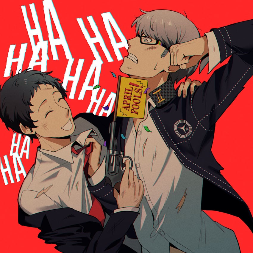 narukami yu and adachi tooru (persona and 1 more) drawn by kuki_tan