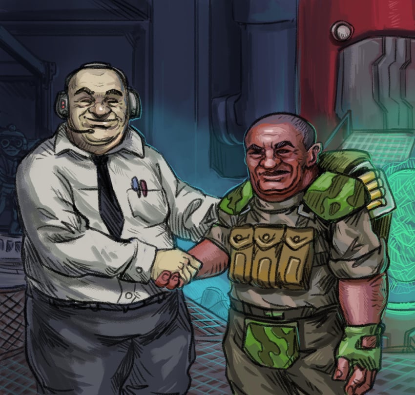 kongolo nadiane and mission control (deep rock galactic and 2 more) drawn by joe_duncan