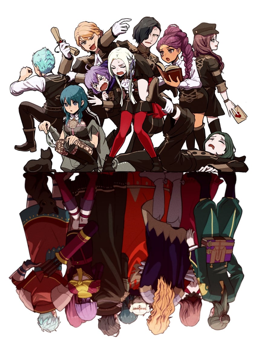 female byleth, edelgard von hresvelg, dorothea arnault, bernadetta von varley, petra macneary, and 4 more (fire emblem and 1 more) drawn by nieto_tokage