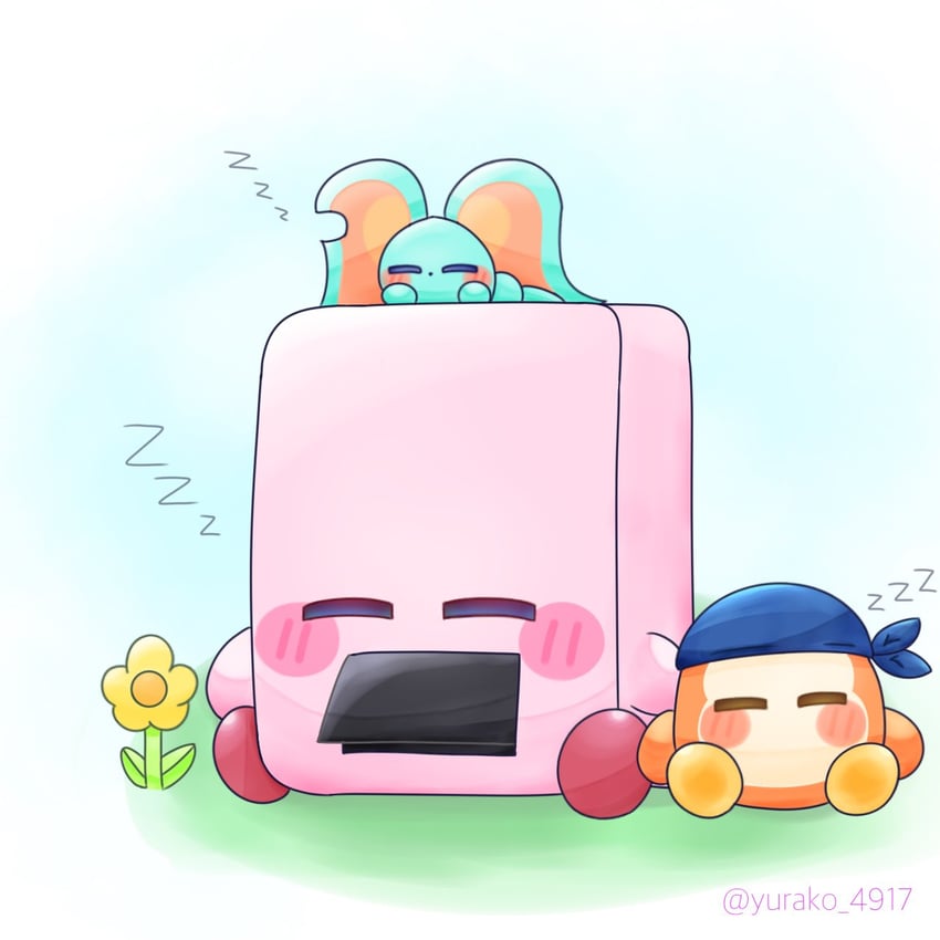 kirby, bandana waddle dee, elfilin, and vending mouth (kirby and 1 more) drawn by yurako_4917