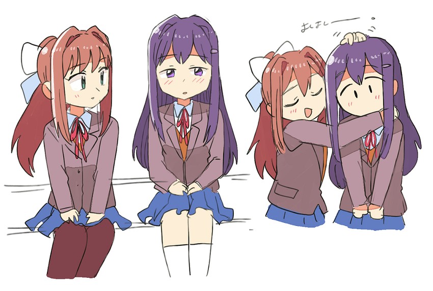 monika and yuri (doki doki literature club) drawn by tsubobot