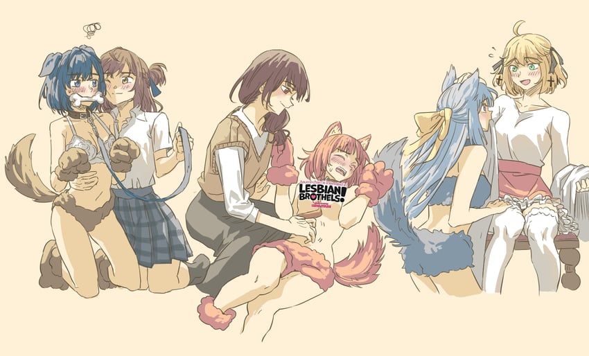 anisphia wynn palettia, euphyllia magenta, miyagi shiori, sendai hazuki, kusumoto asumi, and 1 more (tensei oujo to tensai reijou no mahou kakumei and 2 more) drawn by anjuro_zeeku