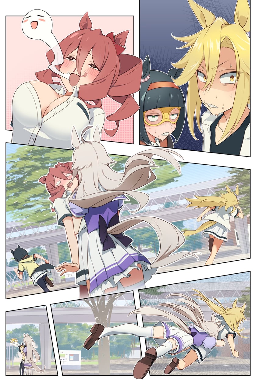 oguri cap, norn ace, minnie the lady, and rudy lemono (umamusume and 1 more) drawn by nabe_puyo