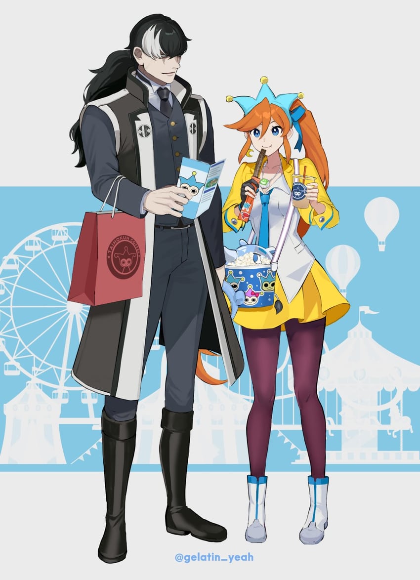 athena cykes, simon blackquill, and blue badger (ace attorney and 1 more) drawn by gumi_(gelatin)