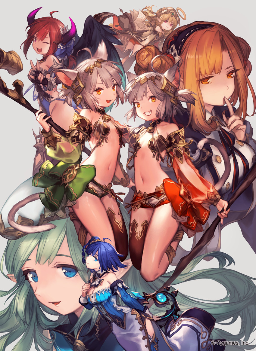 abyss angel mirin, lazuli, ginger, shamu, and shama (shingeki no bahamut) drawn by lee_hyeseung