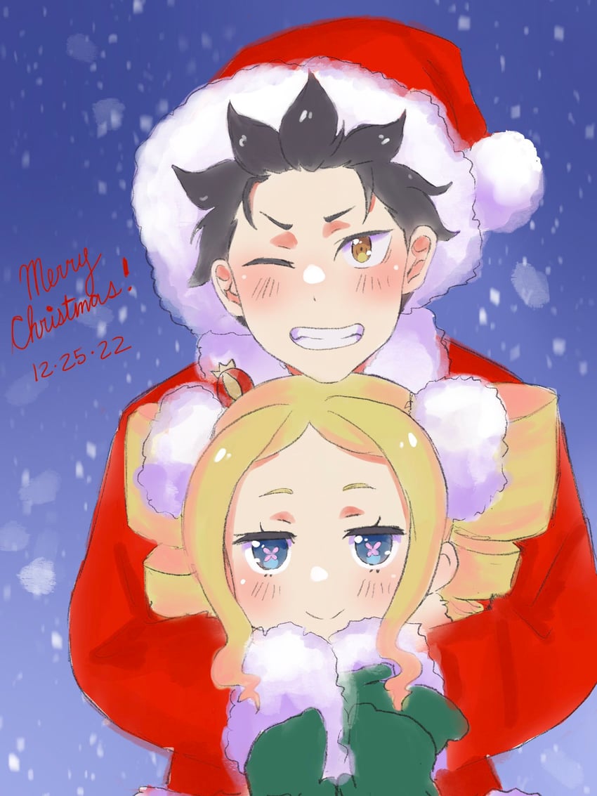 natsuki subaru and beatrice (re:zero kara hajimeru isekai seikatsu) drawn by pabobingu
