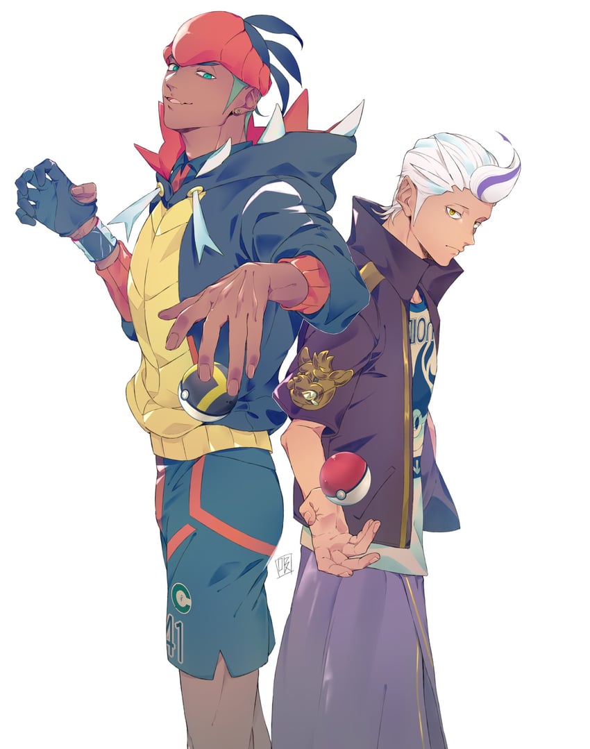 raihan and drayton (pokemon and 2 more) drawn by omaega_osi