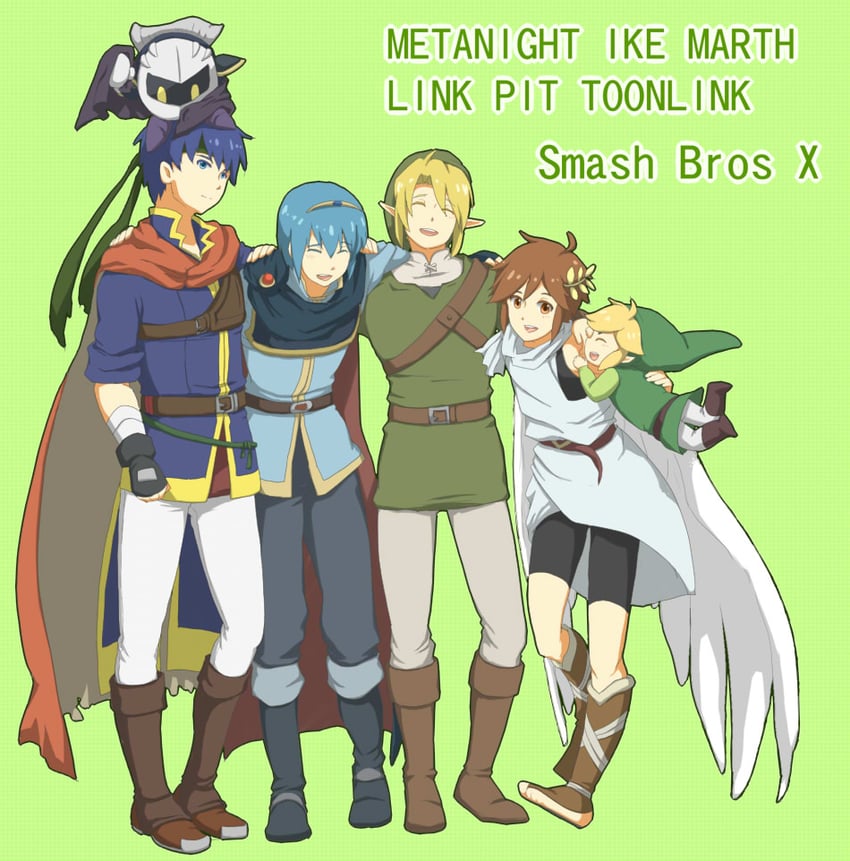link, ike, pit, meta knight, marth, and 1 more (fire emblem and 7 more) drawn by banaaanu