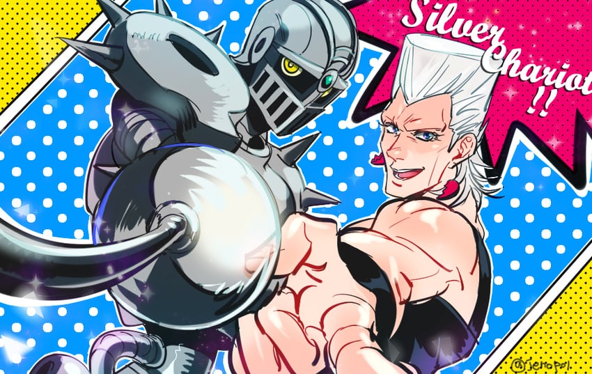 jean pierre polnareff and silver chariot (jojo no kimyou na bouken and 1 more) drawn by anzumame