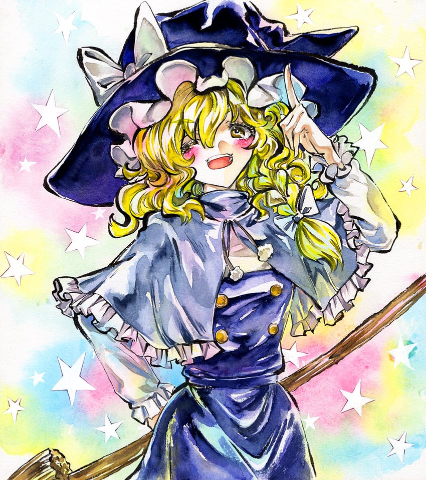 kirisame marisa (touhou and 1 more) drawn by kabaji