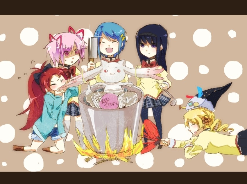 akemi homura, kaname madoka, miki sayaka, sakura kyoko, tomoe mami, and 2 more (mahou shoujo madoka magica) drawn by inouenoki