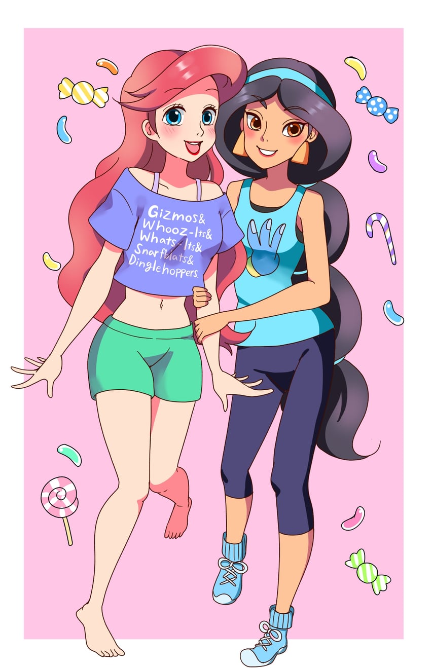 ariel and jasmine (disney and 3 more) drawn by alice_(pixiv80284903)
